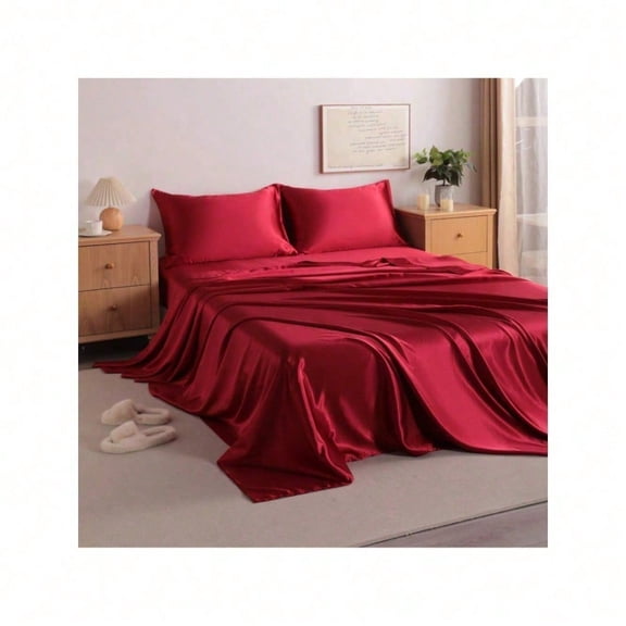 Luxury Wine Red Satin Bedding Set – Silky Soft And Wrinkle-Resistant Design