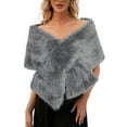 thumbnail image 1 of Luxury Winter Poncho Shawl Faux Fur Trimmed Dressy Evening Wrap, 1 of 8