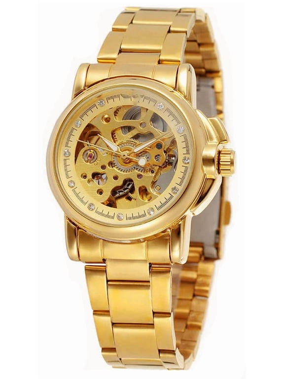 Luxury Women Automatic Watch Ladies White Leather Waterproof Automatic Mechanical Skeleton Watch