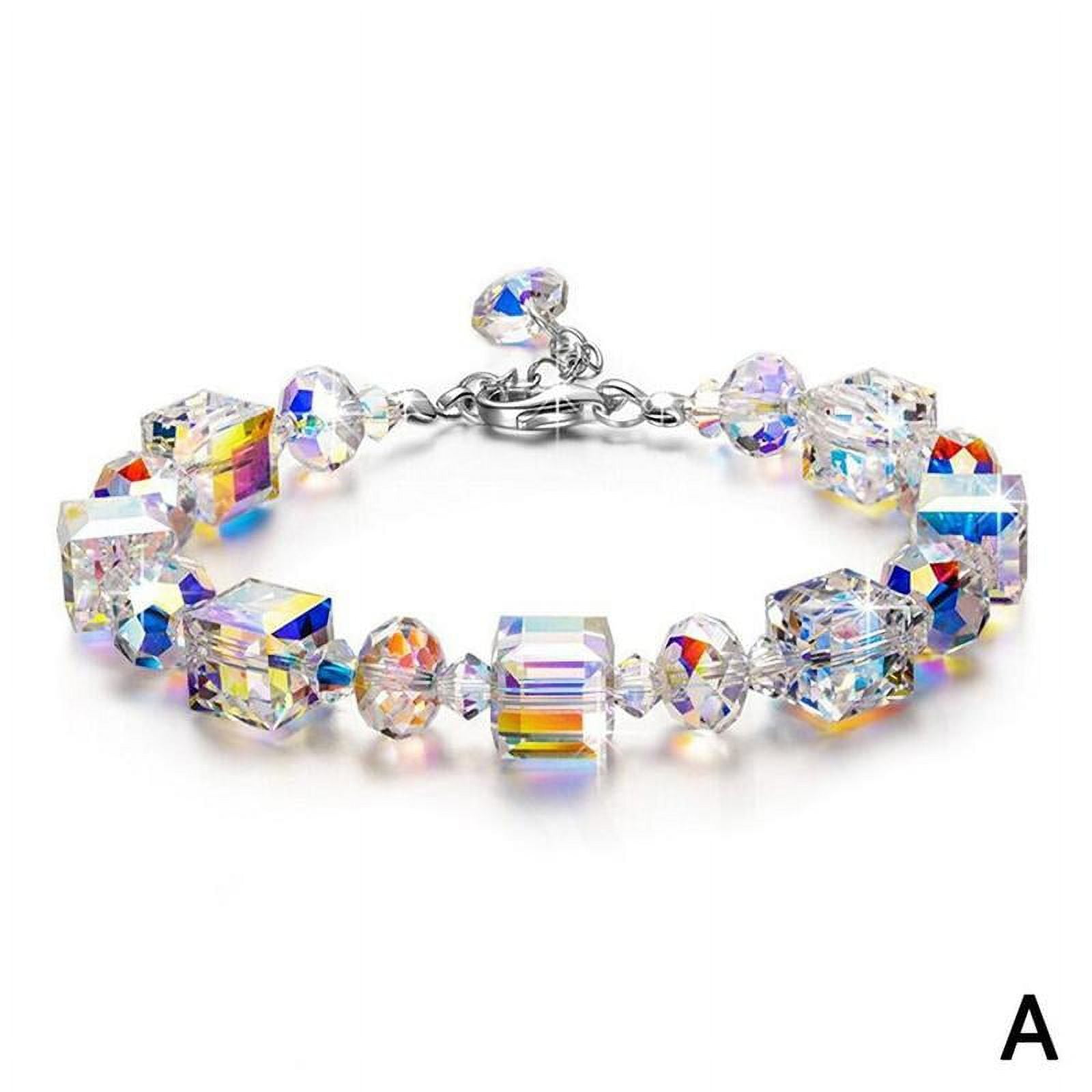 Angel Jewelry Women's Multilayer Crystal Stretch Bracelet – 5 Row Sparkly Elastic Band Bracelet (7” Inner Circumference)