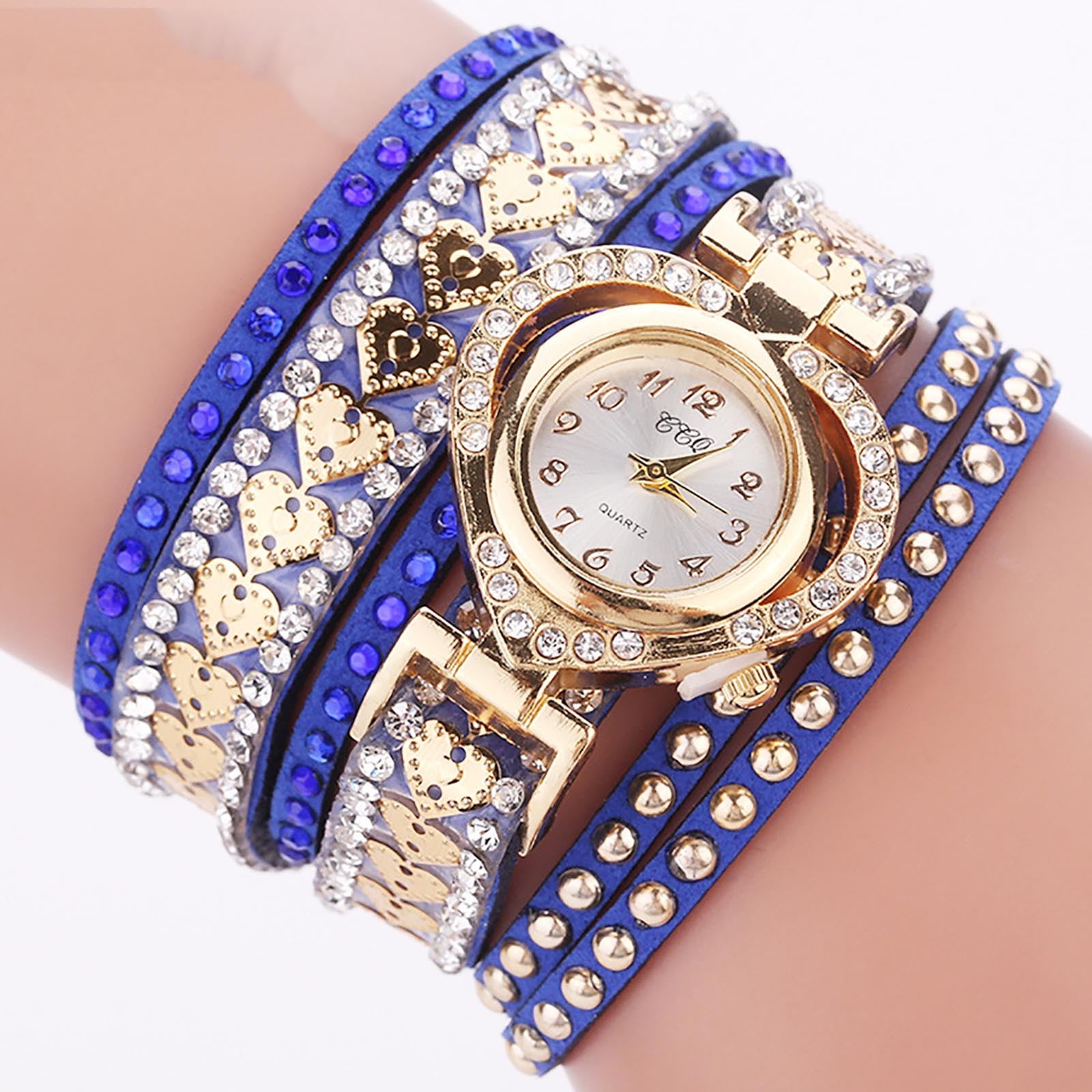 Brand New Elegant Adjustable Rhinestone Bracelet Quartz Watch Gold Rhinestone Bracelet Watch Cocktail Watch Quartz Watch  main image 2