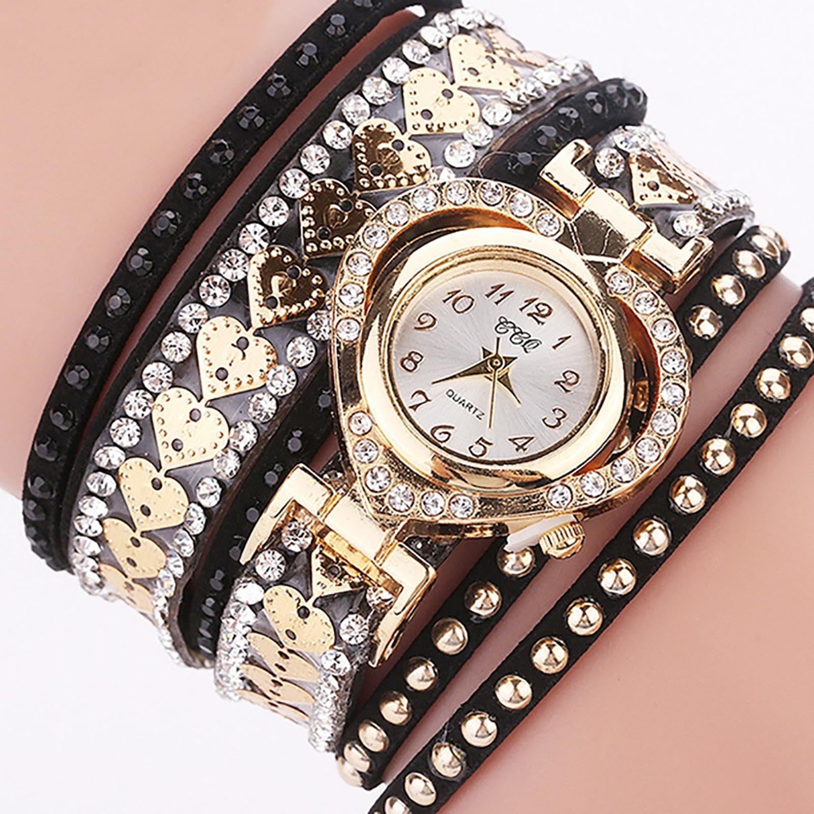 Round Luxury Women Watch Crystal Rhinestone Diamond Watches Stainless Steel Full Diamond Luxury Women Watch Round Face Stylish Gold  main image 3