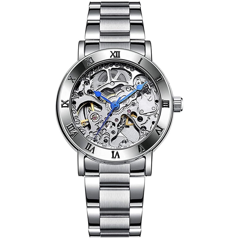 Women\'s White Luxury Elegant Automatic Mechanical Stainless Steel Wrist Watch Amazon.com: Luxury Women Automatic Watch Ladies White  main image 3