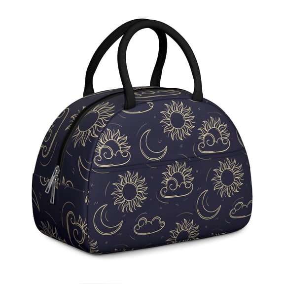 Luxury Women's Gothic Lunch Box - Starry Night Constellation Design, Insulated Reusable Leakproof Cooler Tote with Zipper & Adjustable Strap
