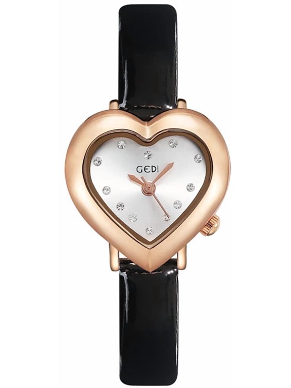 Luxury Women's Watch Heart Shape Case Diamonds Leather Strap | Quartz ,Waterproof, Elegant Casual Ladies Wirstwatch
