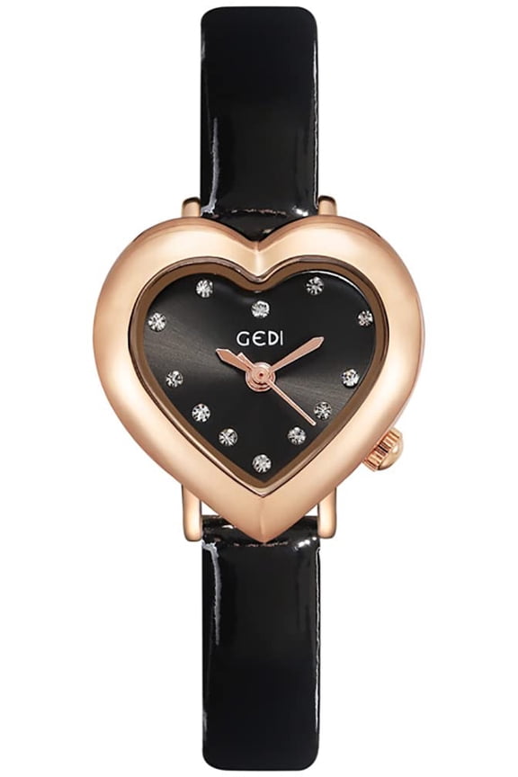 Luxury Women's Watch Heart Shape Case Diamonds Leather Strap Quartz Waterproof Elegant Casual Ladies Wirstwatch