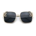 thumbnail image 1 of Luxury Womens Heavy Rhinestone Bling Rectangle Butterfly Metal Sunglasses Gold - Black, 1 of 8