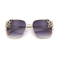 thumbnail image 1 of Luxury Womens Heavy Rhinestone Bling Rectangle Butterfly Metal Sunglasses Gold - Smoke, 1 of 1
