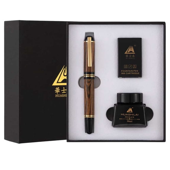 Luxury Wood Pen Set - Exquisite Handcrafted Fountain Pen with Elegant Gift Box - Perfect for Graduation, Birthday, or Business Gifts - Premium Writing Instrument for Professionals and Collectors