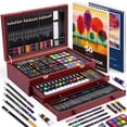 thumbnail image 1 of Luxury  Wooden Art Set with 2 Drawing Pads and Deluxe Gift Box Packaging, Professional Drawing & Painting Kit with 2 Drawing Pads, Acrylic Paints, Colored Pencils, 1 of 6