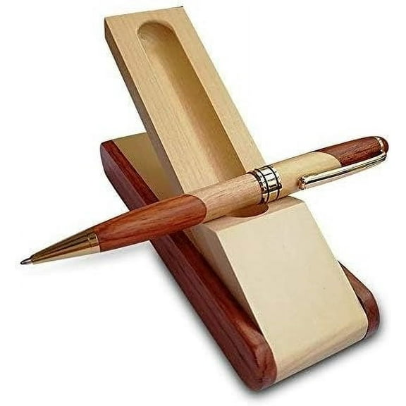 Luxury Wooden Ballpoint Pen Gift Set with Business Pen Case Display, Nice Writing Pen with Box and Gel Ink Refills Fancy Business Wood Pens Stand for Men Women Designer Cool Executive Pen
