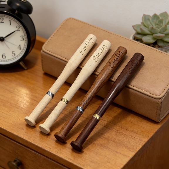 Luxury Wooden Baseball Bat-Shaped Ballpoint Pen Gift, Nice Writing Pen with Gel Ink Refills Fancy Business Wood Pens Stand the Best Gift for Baseball Fans
