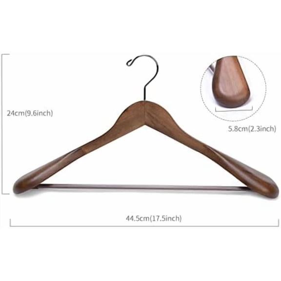 Luxury Wooden Suit Hangers 12 Pack Wood Coat Hangers Jacket Outerwear Shirt Hangers,with Extra-Wide Shoulder, 360 Degree Swivel Hooks & Anti-Slip Bar with Screw(Retro Color)