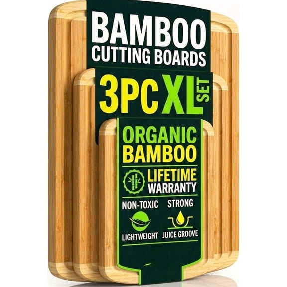 Luxury Xl Board Set Of 3 With Vertical Grain Strength Technology - Extra Large Wood Boards For Kitchen And Lightweight Chopping Replacements Life