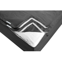 Luxury Zip-On Sheets - Includes 1 Fitted Sheet Base & 2 Zip-On Sheets - Upto 16” in. Deep Pockets King Size Zip-On Sheets - Easy to Change, Sateen Cotton 600 TC Fitted Sheet Dark grey Color