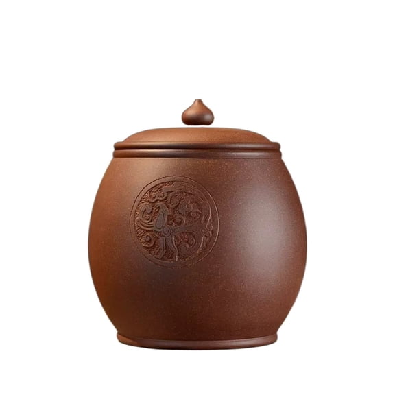 Luxury Zisha Tea Canister with Airtight Lid Vintage Chinese Style Tea Storage Jars Traditional Tea Tins Cans Tea Caddy for Kitchen Spice Tea Coffee Condiment (Brown)