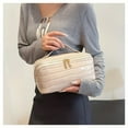 thumbnail image 1 of Luxury cosmetic bag with gold zipper - Elegant white cosmetic organizer with top handle closure, spacious interior, suitable for travel, everyday use, and special occasions - Durable synthetic leathe, 1 of 20