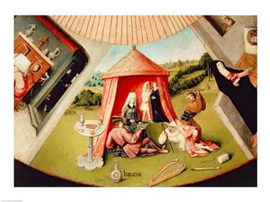 Luxury detail from The Table of the Seven Deadly Sins and the Four Last Things Canvas Art - Hieronymus Bosch (24 x 18)