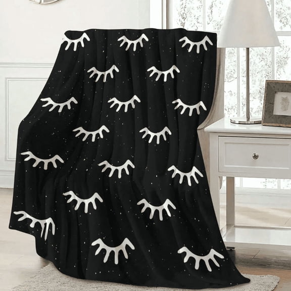 Luxury eyelash print flannel blanket, flannel blanket, comfortable blanket for all seasons, great gift for friends, family, suitable for sofa, bed or travel(40*50IN)