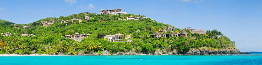Luxury mansions on an island Peter Bay St John US Virgin Islands Canvas Art - Panoramic Images (36 x 9)