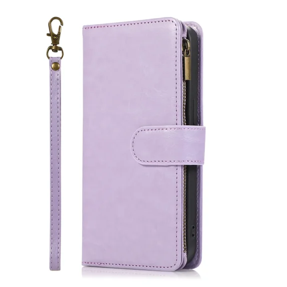 Luxury shockproof phone case, stand style protective cover, suitable for Samsung A10E with card slot zipper phone protective leather case