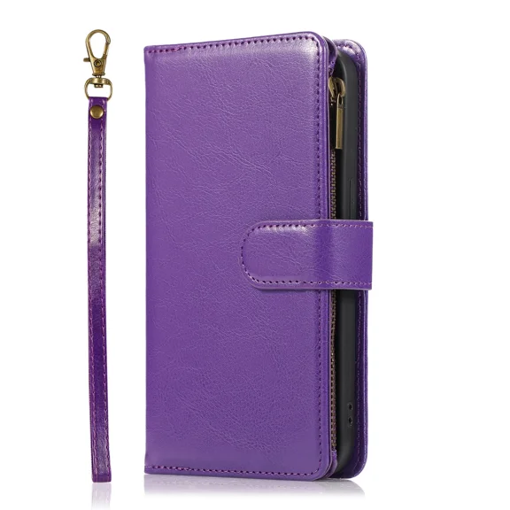 Luxury shockproof phone case, stand style protective cover, suitable for Samsung NOTE 10 PRO with card slot zipper phone protective leather case