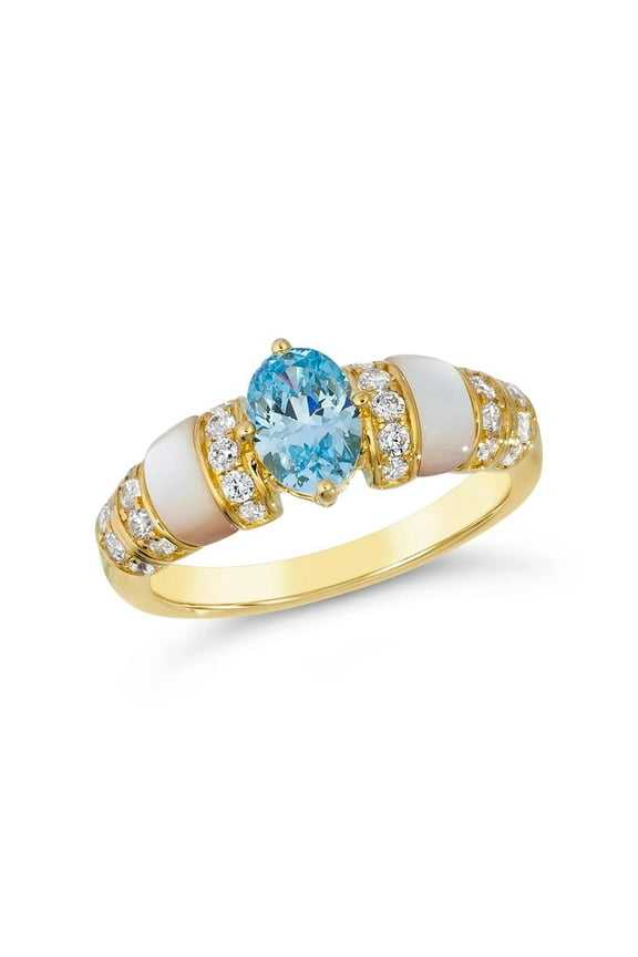 Luxury within Reach. TheJewelryHut Vintage-Inspired Style Asherah Aquamarine and Mother of Pearl and Diamond Crystalline Silver Ring