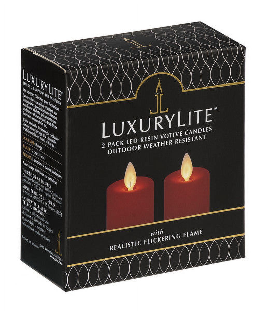 LuxuryLite 1Pack LED Votive Candle 2 Piece Set Red