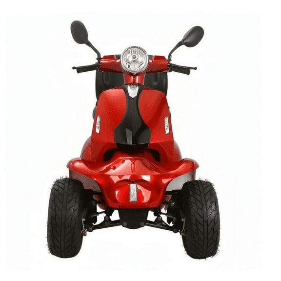 LuxuryTon X-1000 Fat Tire 4 Wheel Electric Scooter for Adults | All Terrain Mobility Scooter | Heavy Duty Four Wheel Motorized Scooter | Red