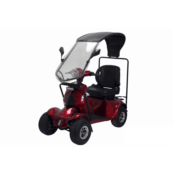 LuxuryTon X-1000 Red 4 Wheel Electric Mobility Scooter with Seat for Adults All Terrain 4 Wheel Electric Scooter Four Wheel Drive Mobility Scooter 450 lbs