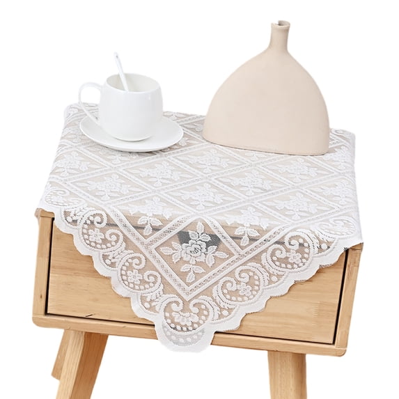 Luxurys Sheer Lace Tablecloth Stains Resistant Table Runner Easy cleaning Surfaces Perfect For Coffee Tables Bedside Cabinets