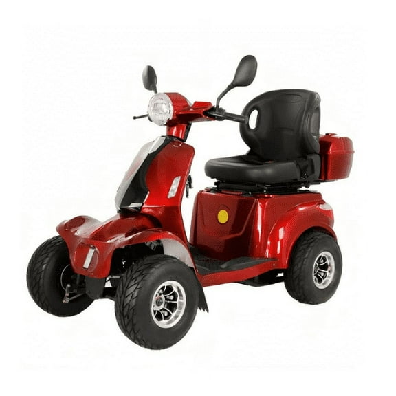 Luxuryton X-1000 All Terrain 4 Wheel Electric Scooter with Fully Adjustable Seat, Rear Storage Box, and Led Lights