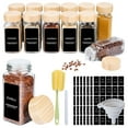 thumbnail image 1 of Luxvie 12 Pcs Glass Spice Jars with Labels, 4 oz Glass Jars with Bamboo Lids, Collapsible Funnel, Seasoning Storage Bottles for Spice Rack, Cabinet, Drawer, 1 of 7
