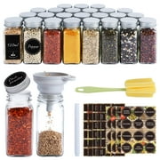 Luxvie 24 Pcs Glass Spice Jars with Labels 4 oz Empty Square Glass Spice Containers with Airtight Metal Caps with Shaker Lids