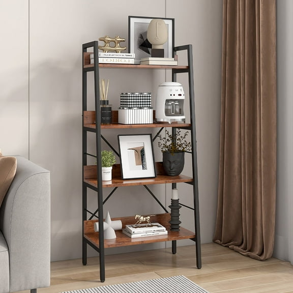 Luxvie 4 Layer Display Bookshelf H Ladder Shelf Storage Shelfs Rack Shelf Unit Metal Frame Tigger