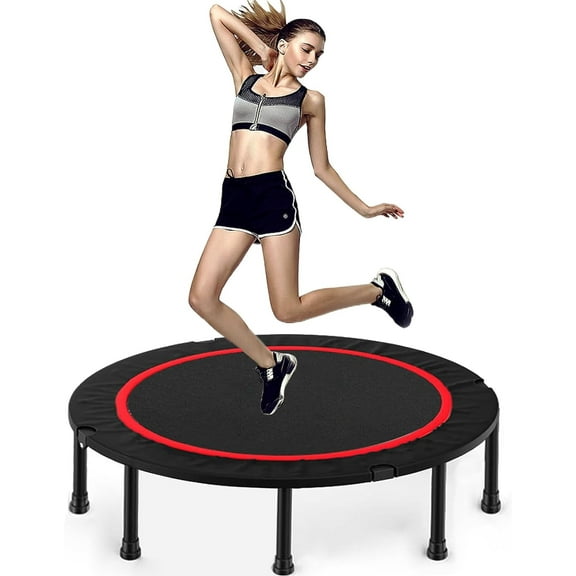 Luxvie 40in Mini Exercise Trampoline for Adults or Kids Indoor Fitness Rebounder Trampoline with Safety Pad Max Load 300LBS