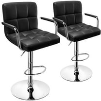 Luxvie Bar Stools Set of 2 with Back and Arms Swivel Bar Chairs Counter Height Barstools Adjustable Bar Chair for Home and Kitchen Counter(Black/Silver, 2pcs)