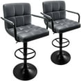 thumbnail image 1 of Luxvie Bar Stools Set of 2 with Back and Arms Swivel Bar Chairs Counter Height Barstools Adjustable Bar Chair for Home and Kitchen Counter(Dark Gray+Black Base, 2pcs), 1 of 9