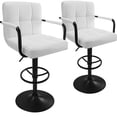 thumbnail image 1 of Luxvie Bar Stools Set of 2 with Back and Arms Swivel Bar Chairs Counter Height Barstools Adjustable Bar Chair for Home and Kitchen Counter(White+Black Base, 2pcs), 1 of 9