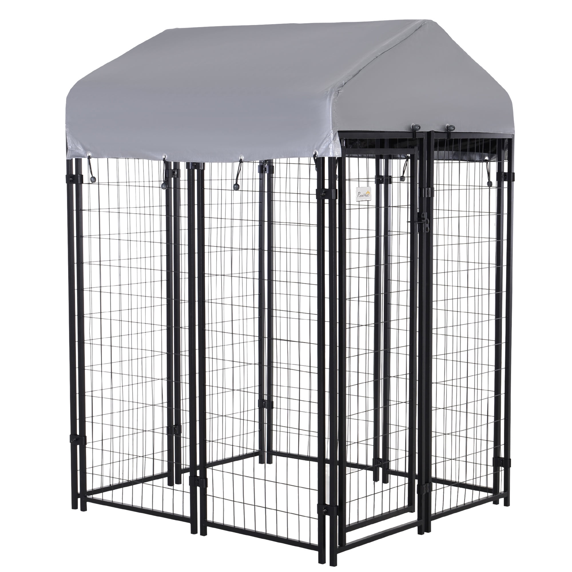 Luxvie Dog Playpen Outdoor, Dog Kennel Dog Exercise Pen with Lockable Door, Water-resistant Canopy, for Small and Medium Dogs