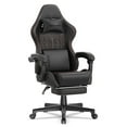 thumbnail image 1 of Luxvie Gaming Chair with Footrest Computer Ergonomic Office Chair with Massage Lumbar Support & Headrest, High Back Vintage Game Chair for Adults and Kids, Black, 1 of 9