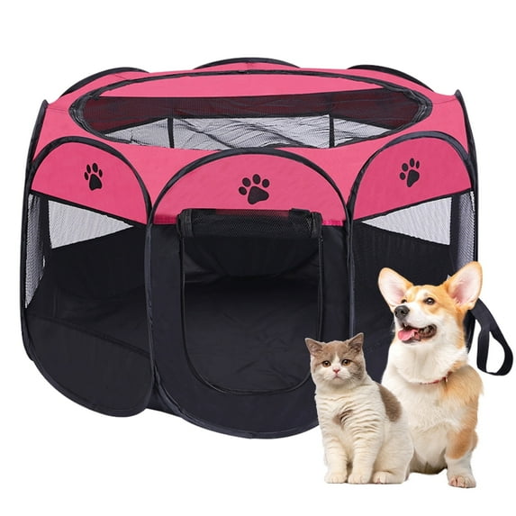 Luxvie Large Pet Playpen Cat Playpen Dog Playpen Indooor Cat Cage Dog Fence, 36" Diameter 23" Height Cat Tent Playpen for Indoor Cats Pen for Cat Puppy Rabbit, Red & Black