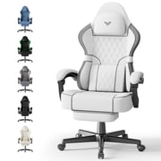 Wasait Gaming Chair with Footrest Linen Fabric High Back Ergonomic Gamer Chair with Headrest and Massage Lumbar Cushion Racing Office Computer Video Game Chair 