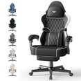thumbnail image 1 of Luxvie PU Leather Gaming Chair with Footrest High Back Ergonomic Office Gamer Chair with Headrest and Massage Lumbar Cushion Racing Comfortable Computer Video Game Chair for Adults, Black/White, 1 of 10