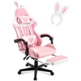 thumbnail image 1 of Wasait Pink Gaming Chair with Footrest High Back Office Chair with Headrest&Massage Lumbar Support Swivel Computer Chair Ergonomic Chair with Cute Bunny Ears, 1 of 10