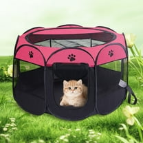 Luxvie Portable Pet Playpen Dog Cat Playpen Cat Cage Indoor with Mesh Foldable Outdoor Kitten Playpen for Indoor Cats Pen for Puppys Small Dogs, Red & Black