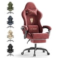 thumbnail image 1 of Luxvie Velvet Fabric Gaming Chair with Footrest High Back Ergonomic Gamer Chair with Headrest and Massage Lumbar Cushion Racing Reclining Video Game Chair for Adults, Red, 1 of 10