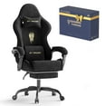 thumbnail image 1 of Luxvie Gaming Chair with Footrest Velvet Fabric High Back Ergonomic Gamer Chair with Headrest and Massage Lumbar Cushion Racing Reclining Video Game Chair for Adults, Black, 1 of 11