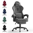 thumbnail image 1 of Luxvie Velvet Fabric Gaming Chair with Footrest High Back Ergonomic Gamer Chair with Headrest and Massage Lumbar Cushion Reclining Computer Office Game Chair for Adults, Gray, 1 of 9