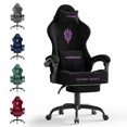 thumbnail image 1 of Luxvie Velvet Fabric Gaming Chair with Footrest High Back Ergonomic Gamer Chair with Headrest and Massage Lumbar Cushion Reclining Computer Office Game Chair for Adults, Black, 1 of 9